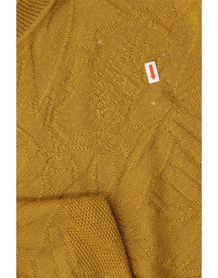 VINTAGE suéter de cuello redondo para mujer Reino Unido 14 amarillo medio