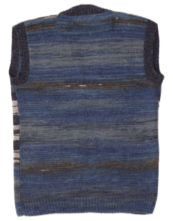Vintage hombres chaleco tanque top pequeño azul rayas