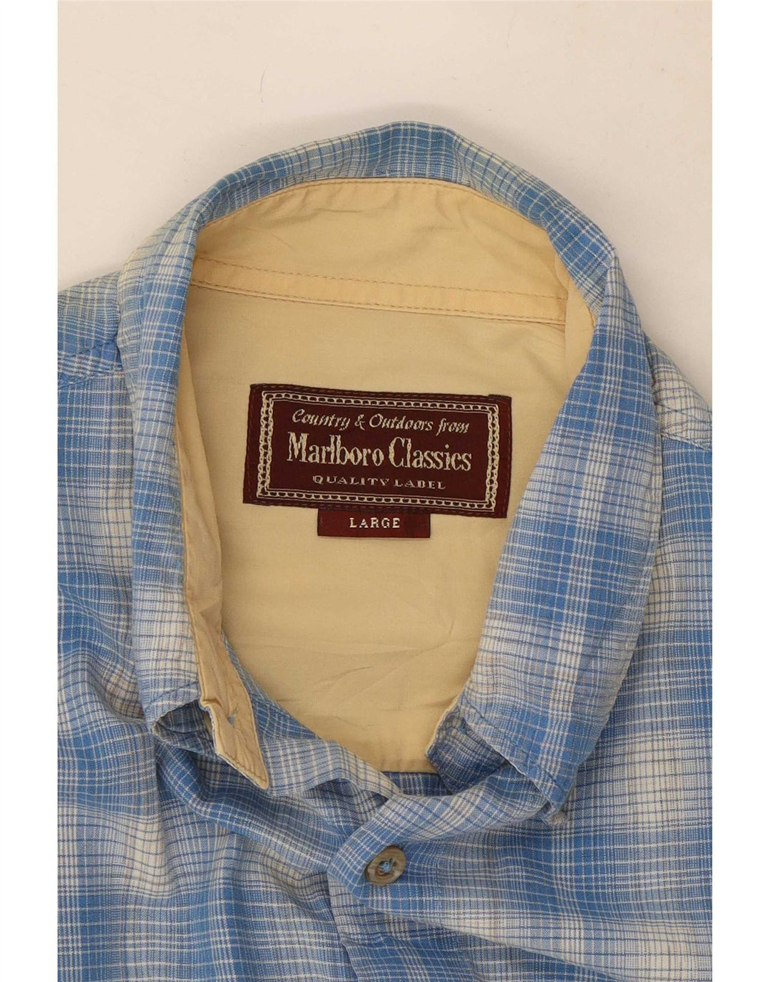 Camisa Marlboro Classics para hombre con cuadros azules grandes