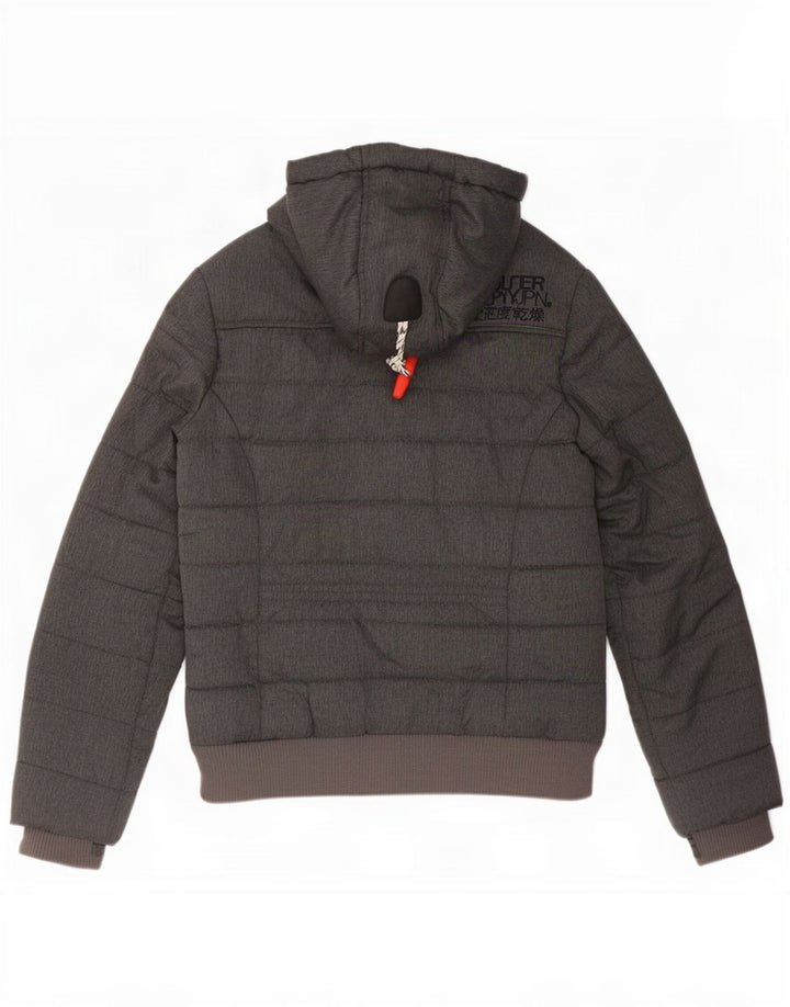 Chaqueta acolchada con capucha Superdry para mujer ES 40 Pequeña poliéster gris