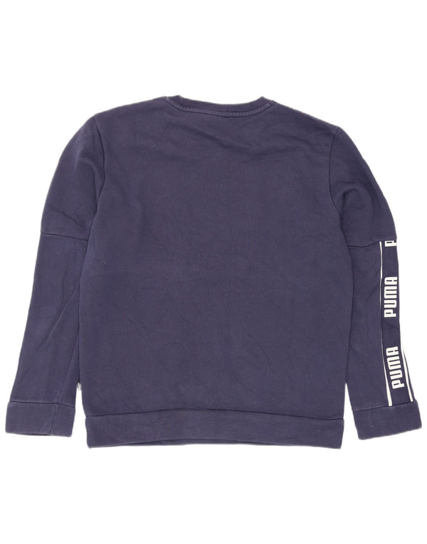 Puma Mens Graphic Sudadera Jumper Pequeño Azul Marino Algodón
