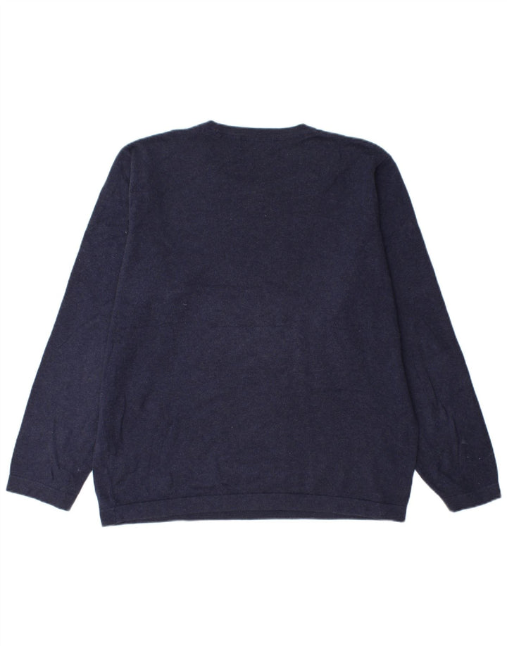 Marks & Spencer Jersey de cuello redondo azul Harbor para hombre, talla grande, azul marino