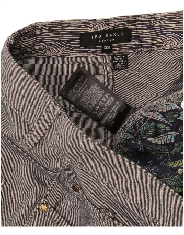 Ted Baker Pantalones informales ajustados para hombre W32 L30 Algodón gris