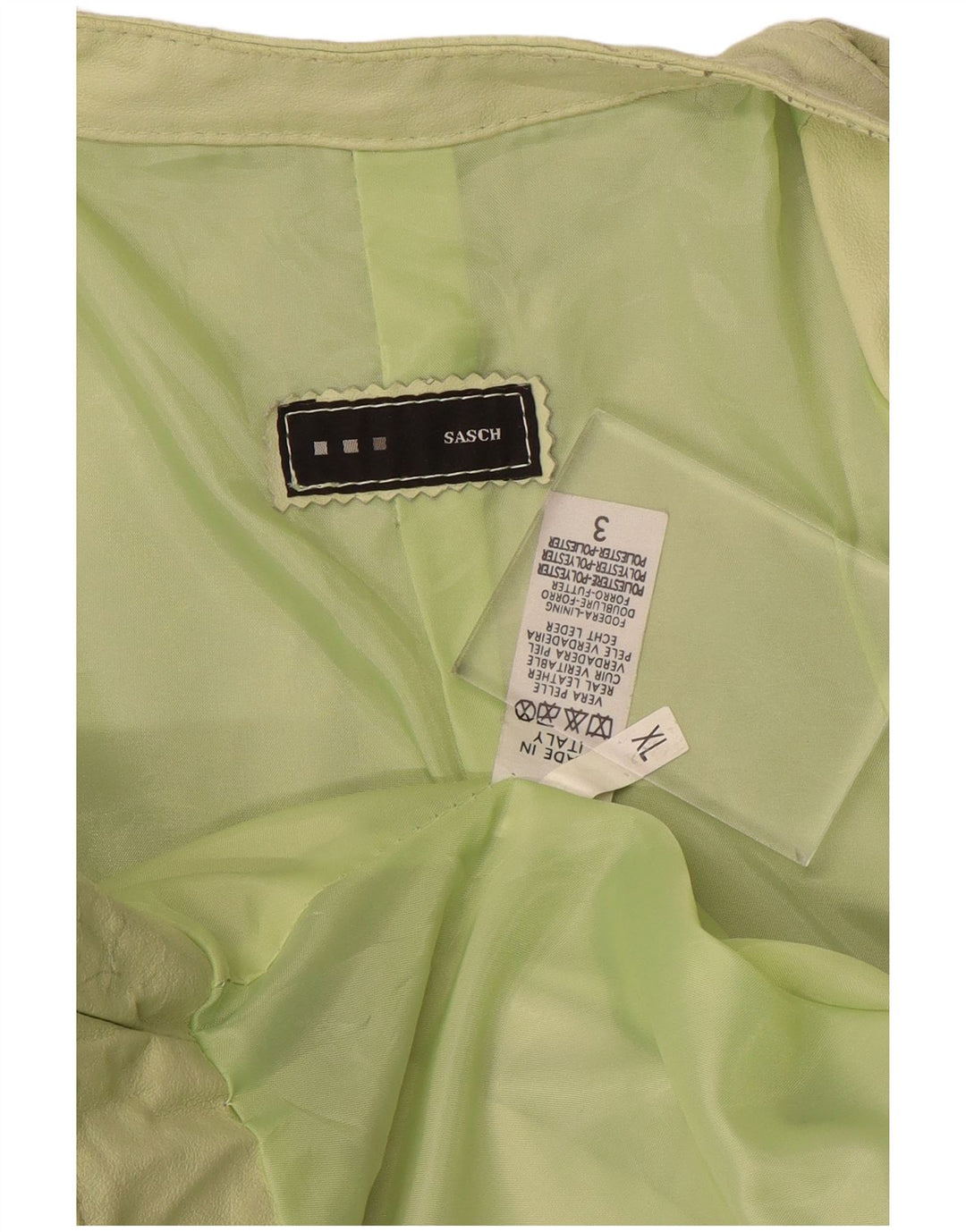 Sasch Chaqueta de cuero corta para mujer UK 18 XL Cuero verde