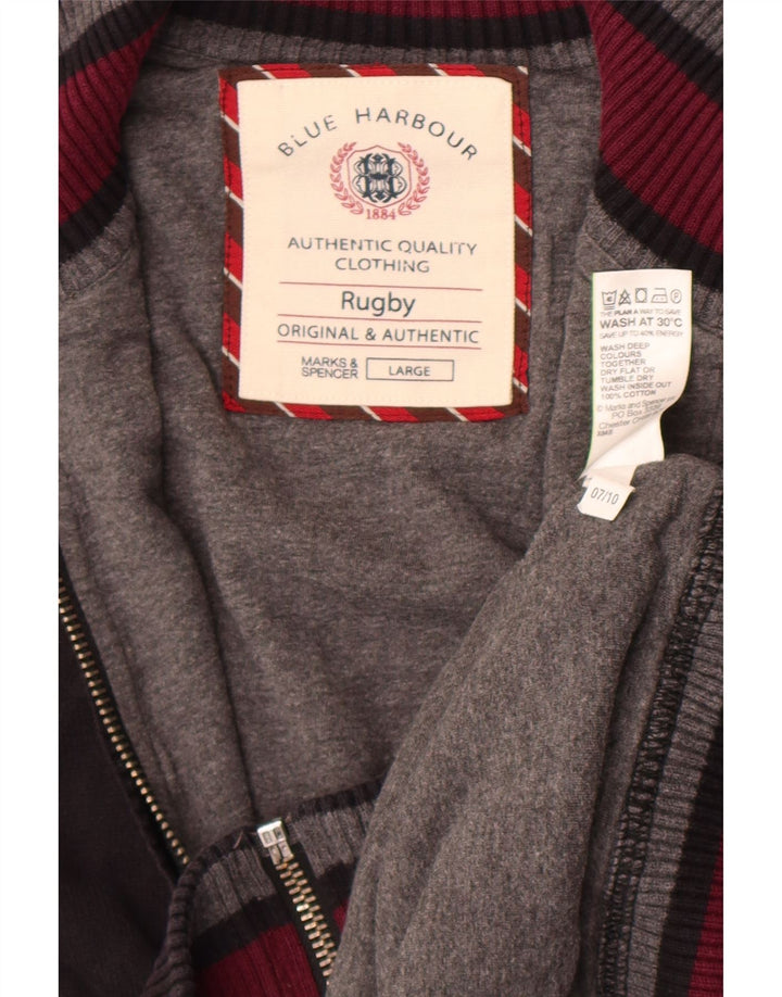 Marks & Spencer - Cárdigan de rugby para hombre, talla grande, algodón negro
