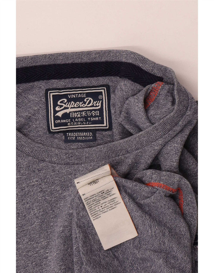 Superdry Hombre Top De Manga Larga De Algodón Moteado En Azul Marino Medio
