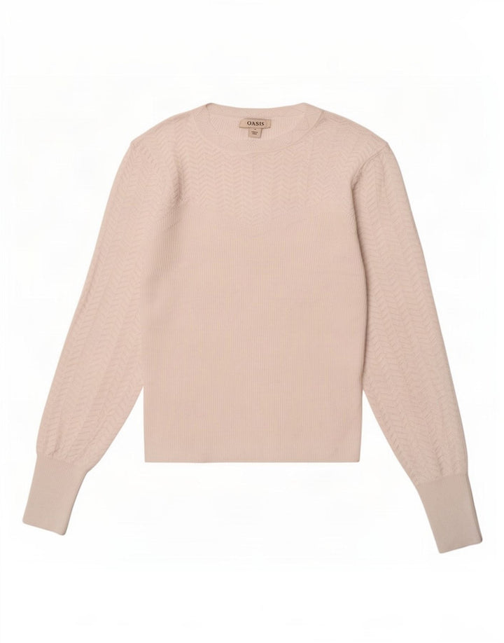Oasis - Jersey de cuello redondo para mujer, talla 40, poliéster blanco mediano