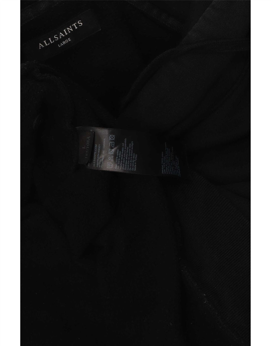 All Saints - Sudadera con capucha para hombre, talla grande, algodón negro