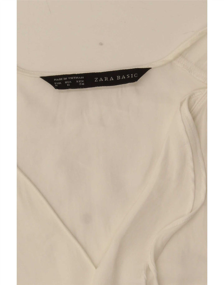 Zara Blusa sin mangas con volantes en la parte delantera para mujer UK 40 Medium White