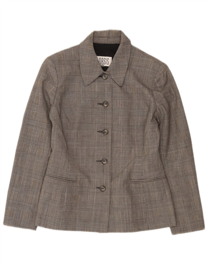 Oasis Chaqueta tipo blazer de 5 botones para mujer UK 10 Small Grey Check Wool