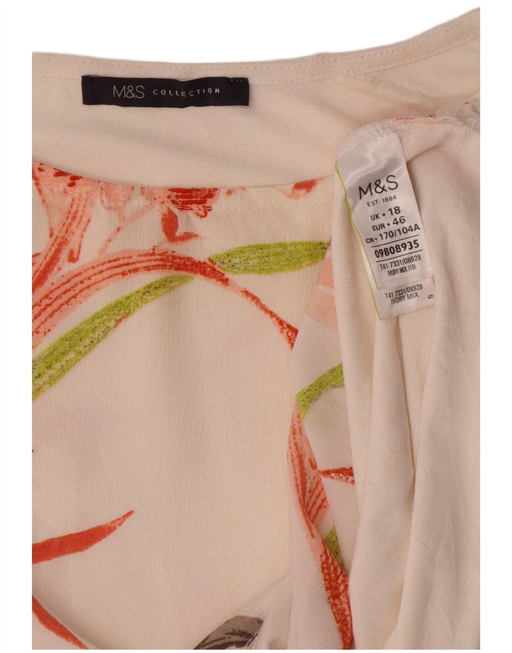 Marks & Spencer Blusa para Mujer Top UK 18 XL Poliéster Floral Blanco Roto
