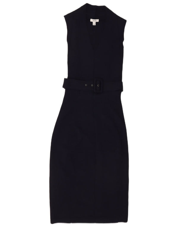 Reiss Vestido ajustado sin mangas para mujer UK 8 Small Viscosa azul marino