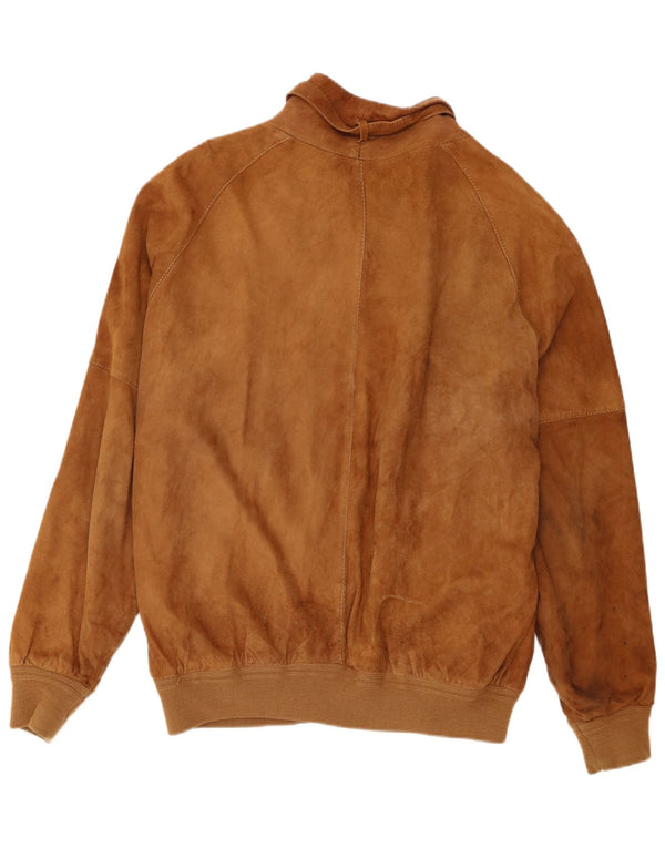 Vintage hombres ante bomber chaqueta Reino Unido 42 XL cuero marrón