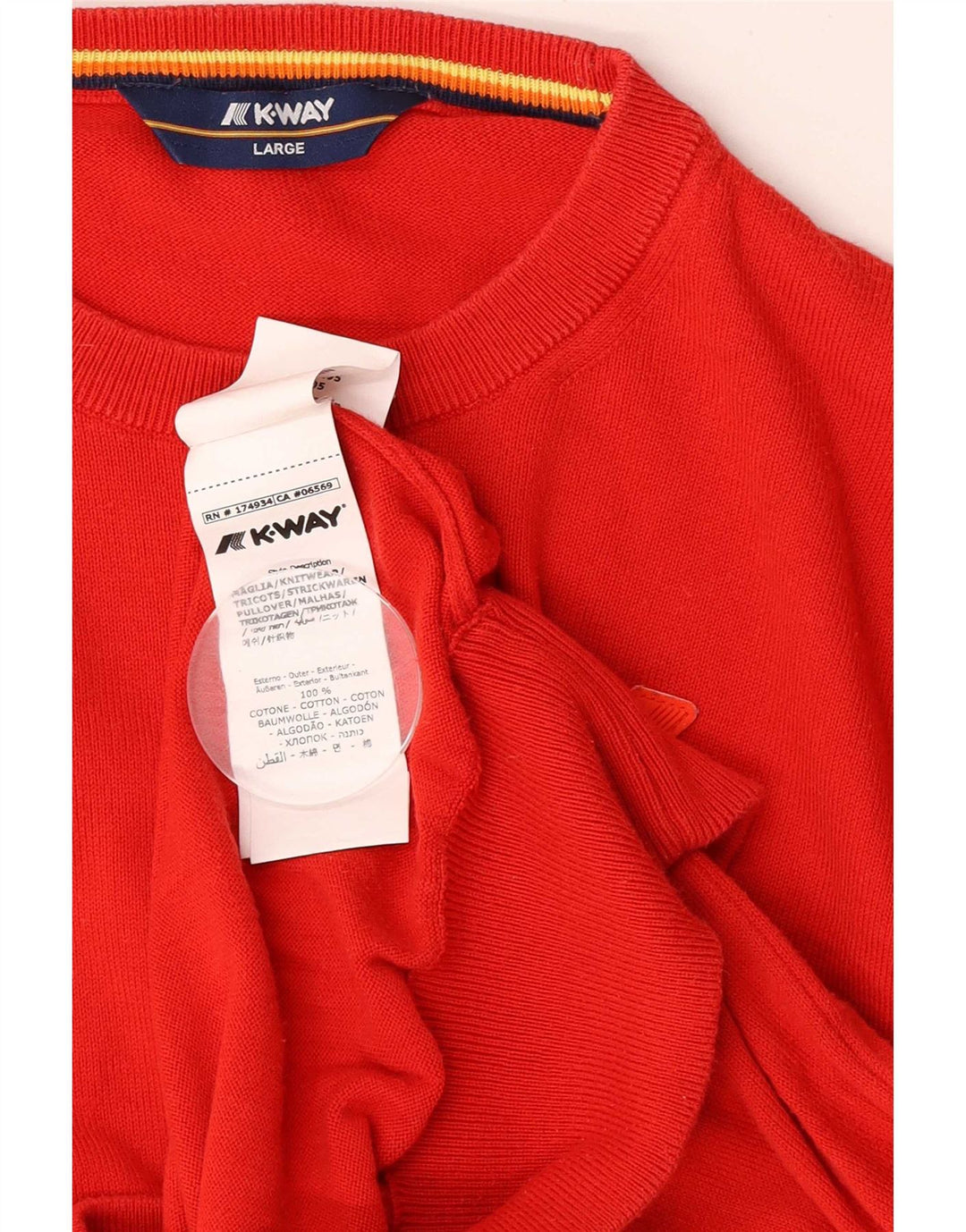 K-Way - Jersey de cuello redondo para hombre, talla grande, algodón rojo