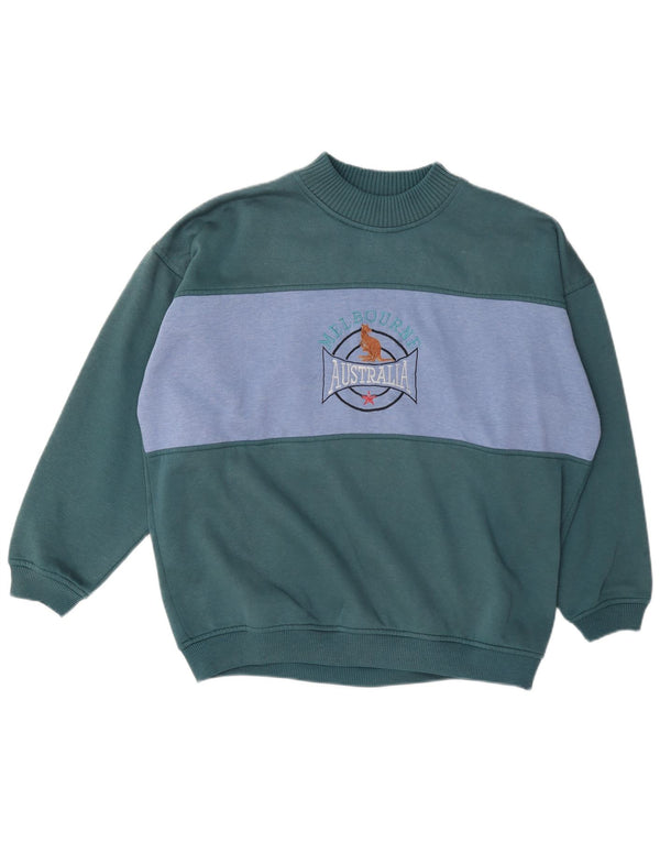 Sudadera gráfica vintage para hombre Jumper XL Verde Colorblock Poliéster
