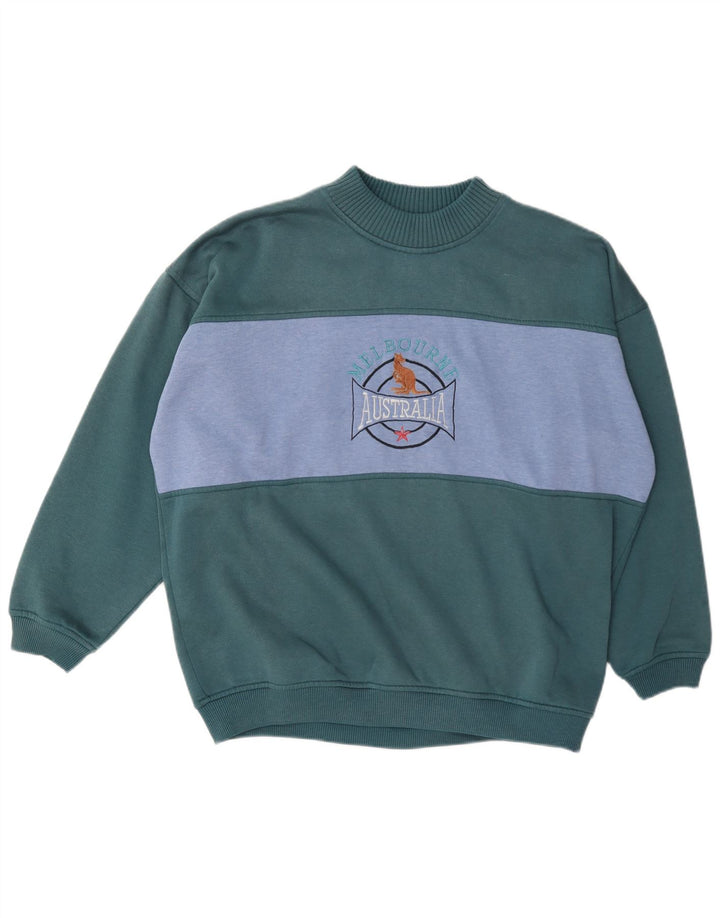 Sudadera gráfica vintage para hombre Jumper XL Verde Colorblock Poliéster