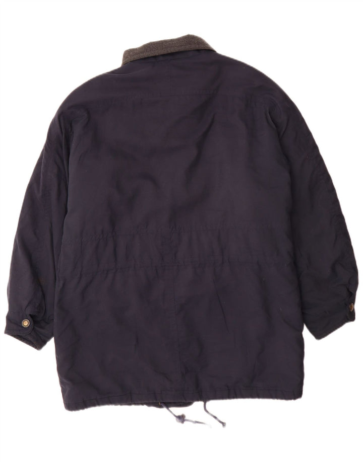 Vintage hombres cortavientos abrigo Reino Unido 38 medio azul marino colorblock poliéster
