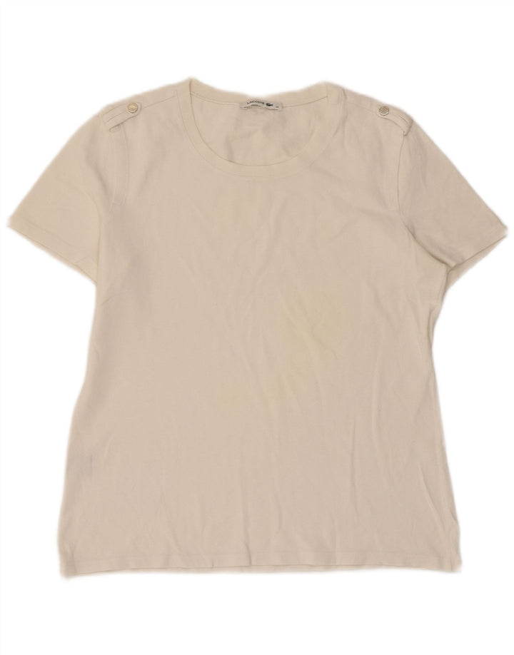 Camiseta Lacoste Mujer Top Talla 42 Grande Algodón Blanco