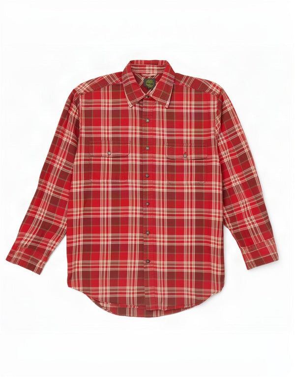 Timberland Womens Flannel Shirt UK 14 Medium Red Plaid Cotton