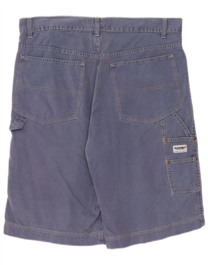 Vintage hombres cargo pantalones cortos W34 grande azul marino