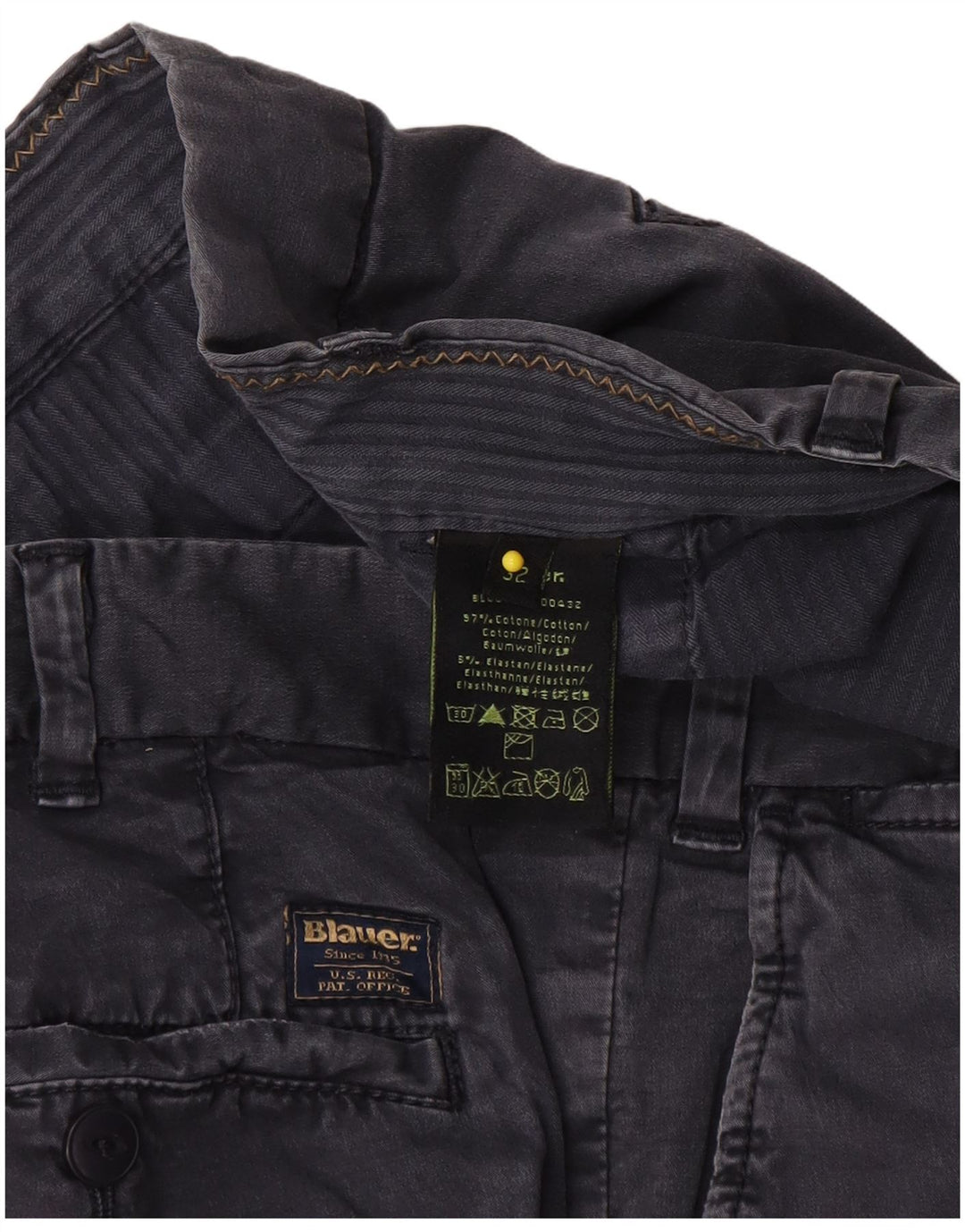 Blauer Mens Slim Chino Pantalones W32 L33 Azul Marino Algodón