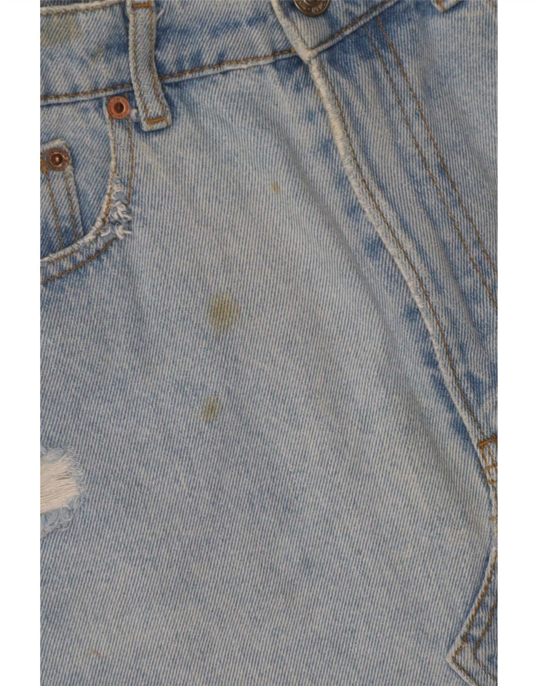Zara Mujer Minifalda Vaquera Desgastada Mediana W28 Algodón Azul