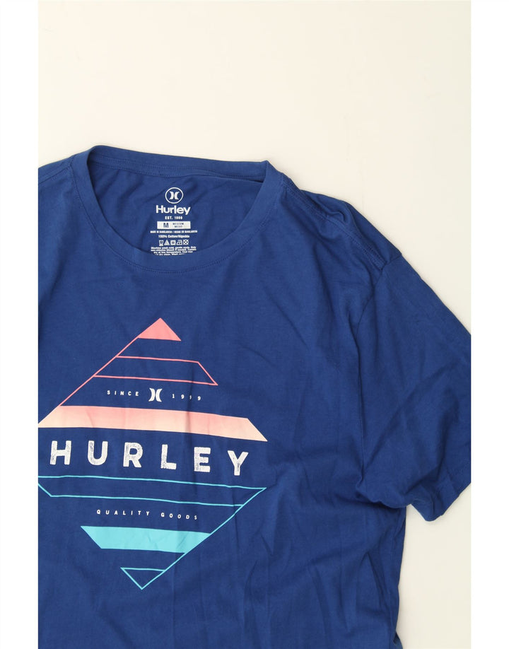 HURLEY Mens Graphic T-Shirt Top Medium Blue Cotton Vintage Hurley and Second-Hand Hurley from Messina Hembry 
