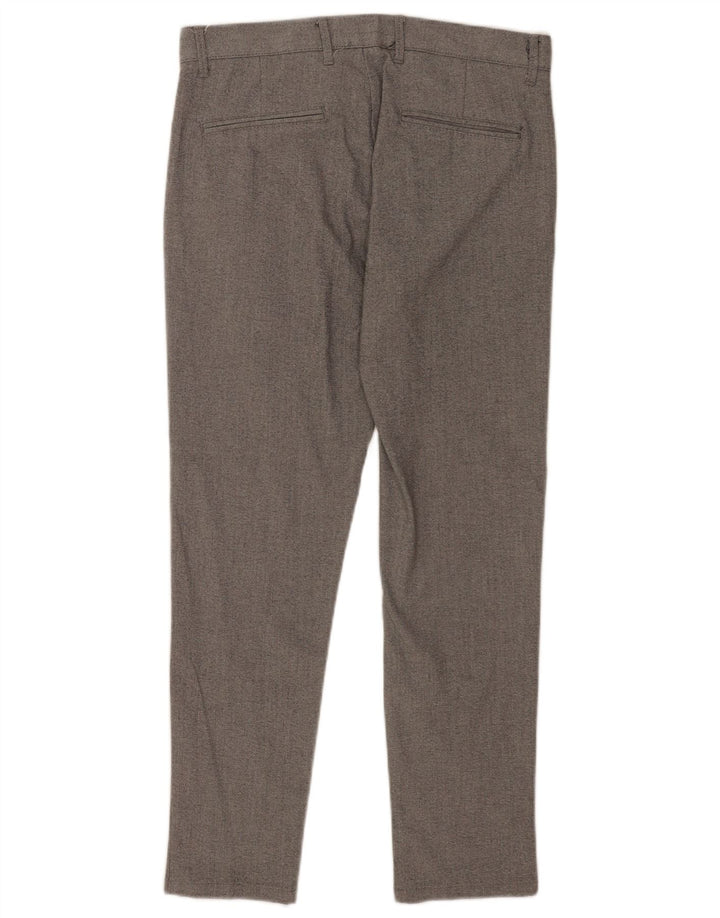 Zara Mens Slim Chino Pantalones EU 38 Small W30 L27 Gris Poliéster