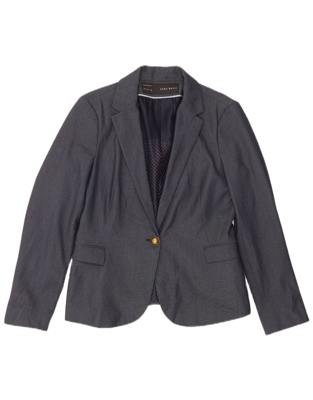 Zara Chaqueta Blazer De 1 Botón para Mujer UK 44 Grande Azul Marino