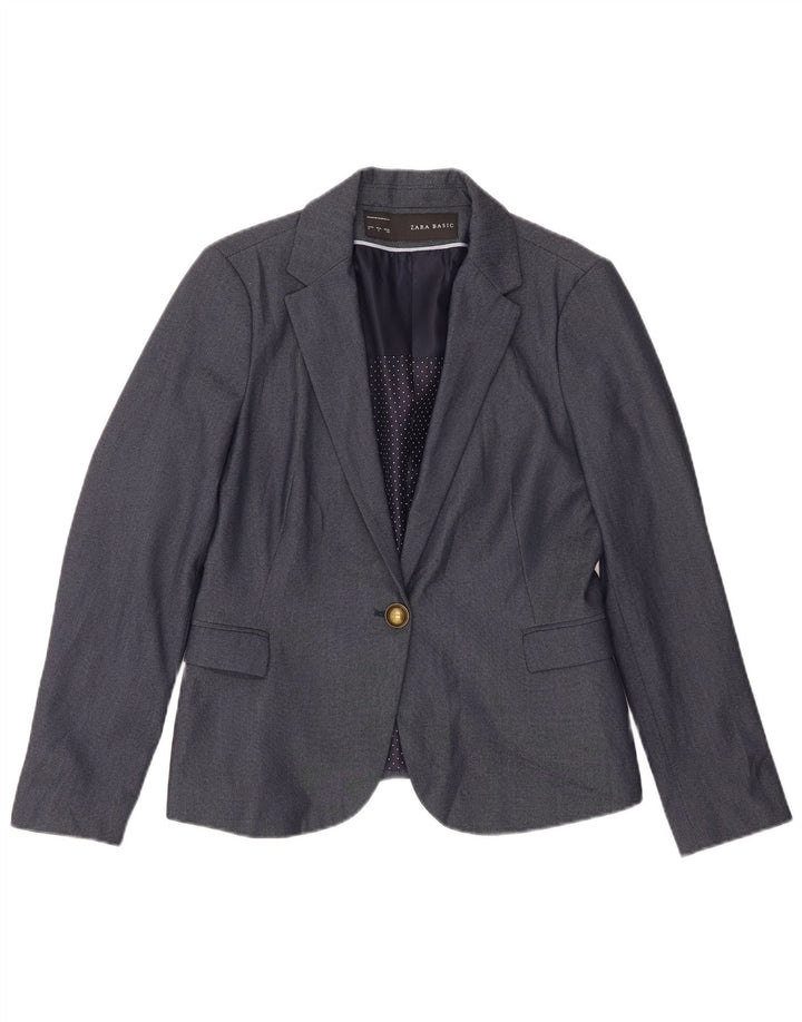 Zara Chaqueta Blazer De 1 Botón para Mujer UK 44 Grande Azul Marino