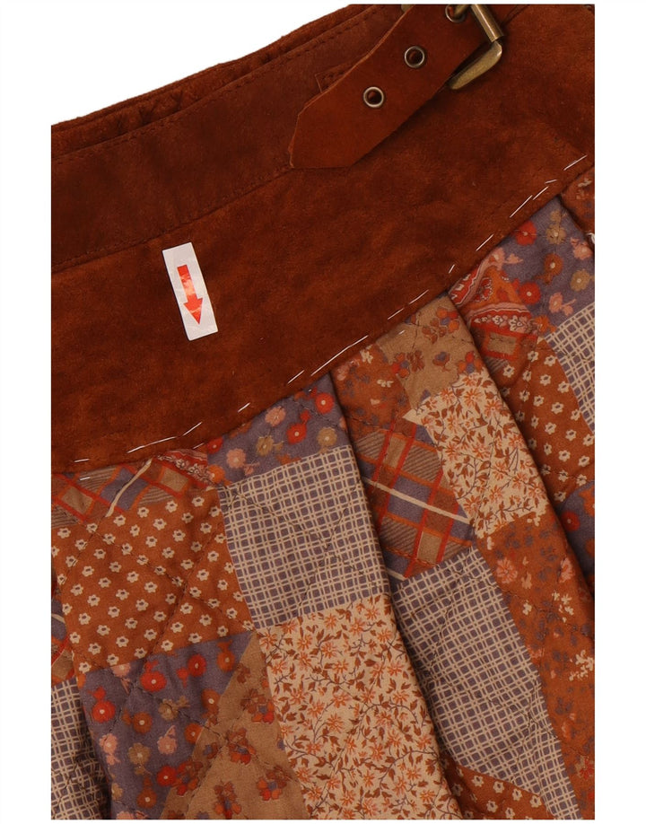 Sportmax Falda acampanada para mujer UK 12 Medium W24 Marrón Patchwork Poliéster