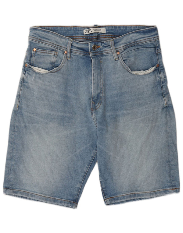 Zara Pantalones cortos de mezclilla para hombre EU 42 Large W32 Algodón azul