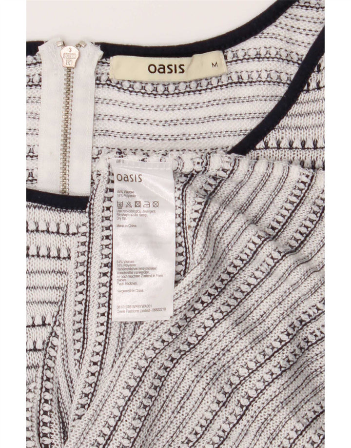 Oasis Top tipo túnica de manga 3/4 para mujer UK 42 Viscosa a rayas blancas medianas