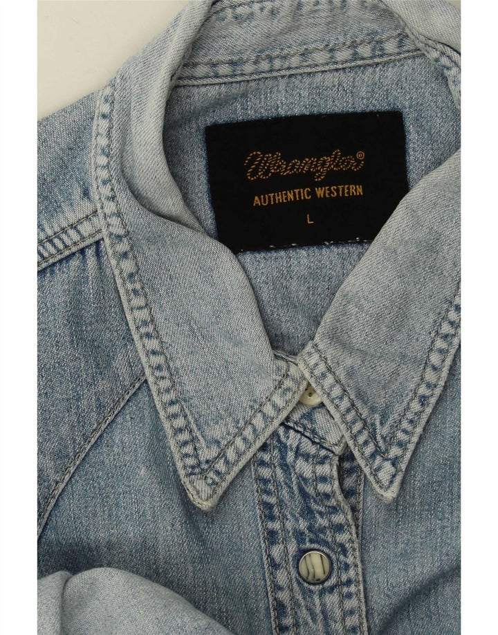 Wrangler Camisa Vaquera Para Mujer UK 44 Grande Azul