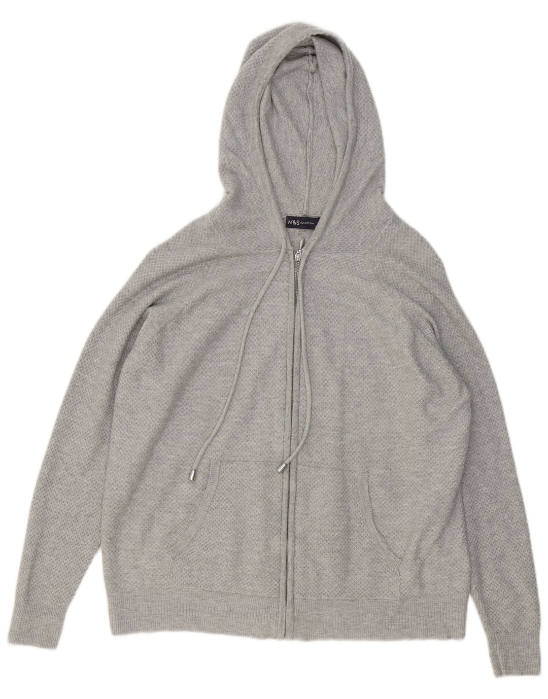 Marks & Spencer Suéter con capucha y cremallera para mujer UK 44 Viscosa gris medio