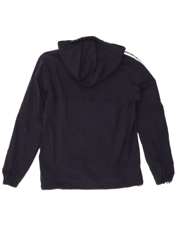 Adidas Chaqueta impermeable con capucha y cremallera para hombre UK 36 Small Azul marino Nylon