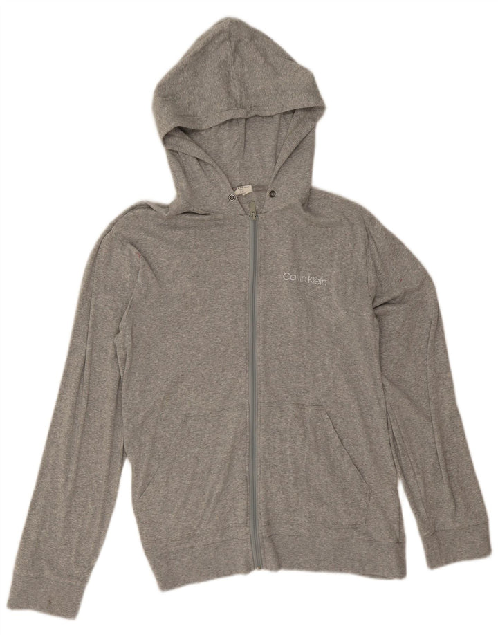 Calvin Klein Suéter con capucha y cremallera para hombre Algodón gris medio