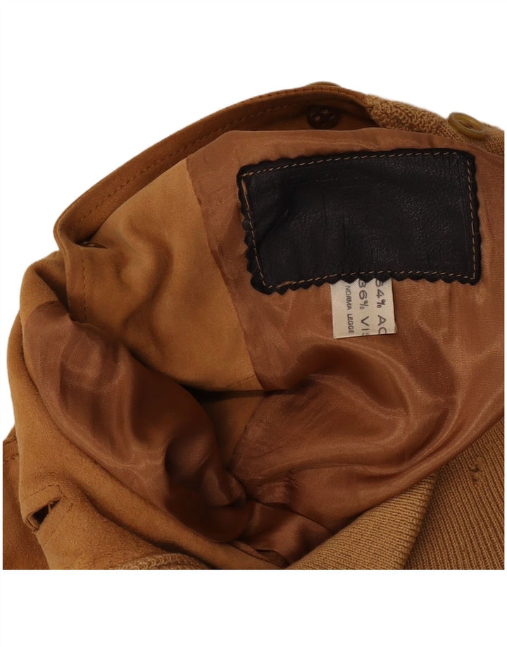 Vintage hombres ante bomber chaqueta Reino Unido 36 pequeño cuero marrón