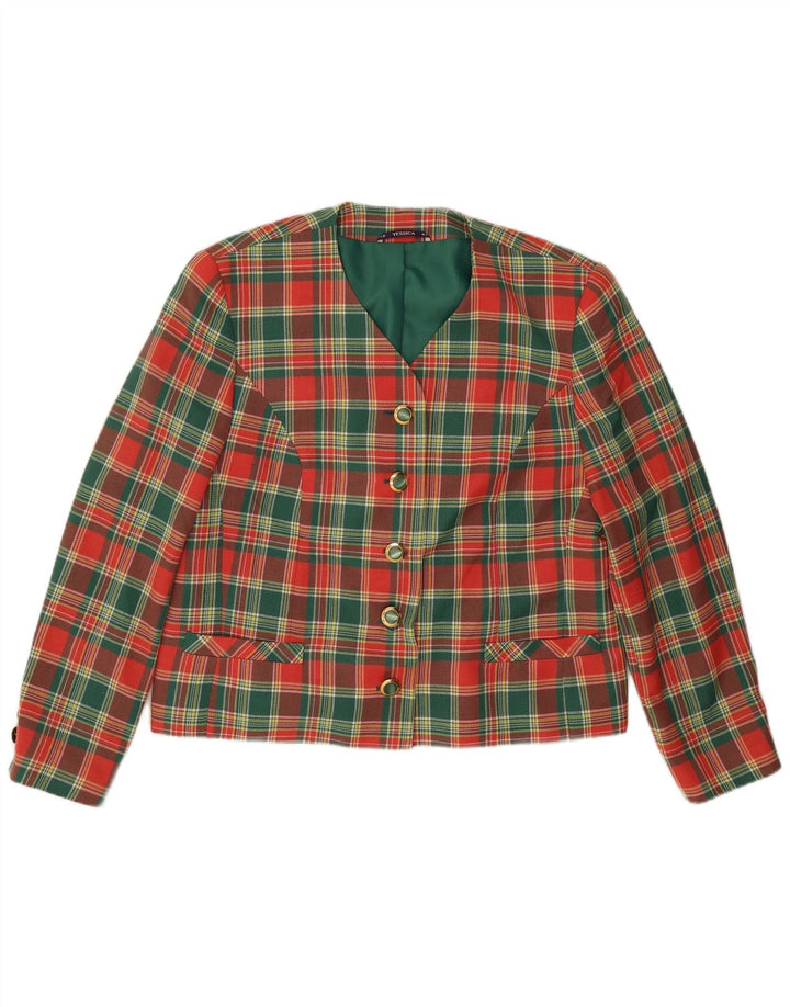 Yessica Chaqueta tipo blazer de 5 botones para mujer EU 42 Large Red Check Viscosa