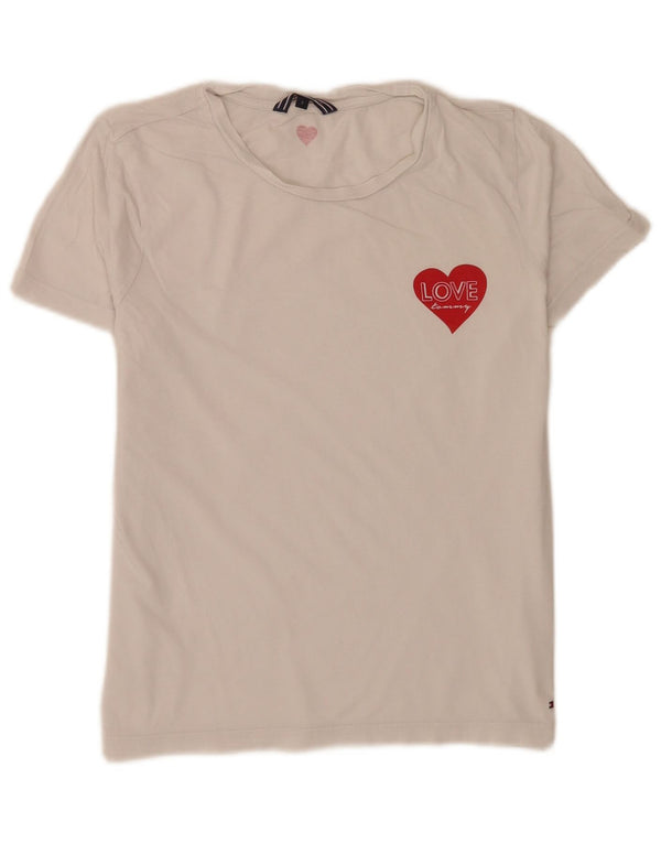 Tommy Hilfiger Camiseta gráfica para mujer Top UK 8 Small White Cotton