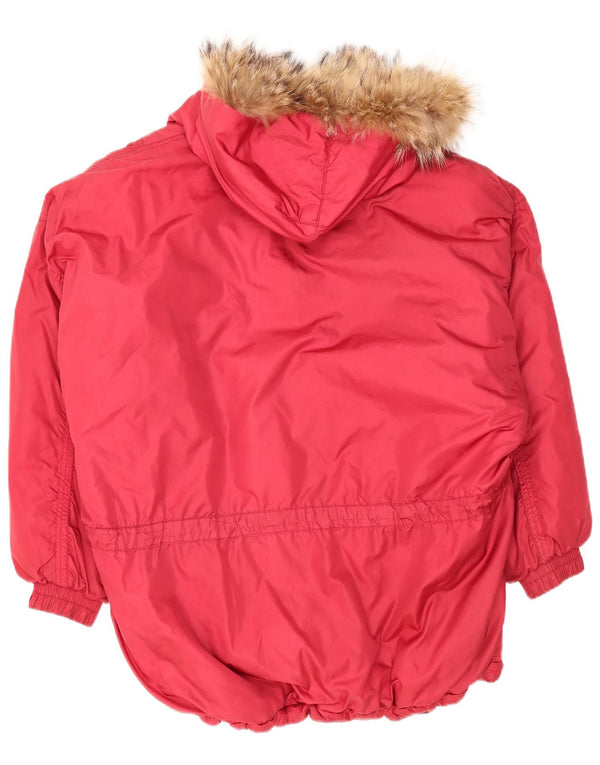 Vintage mujer con capucha abrigo acolchado de gran tamaño Reino Unido 18 XL Poliamida Borgoña