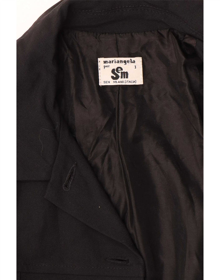 Vintage mujer 4 botones Blazer chaqueta Reino Unido 10 pequeño negro
