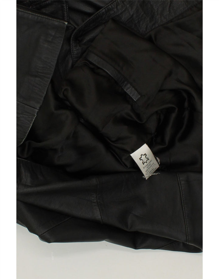 VINTAGE Womens Leather Coat EU 40 Medium Black Leather Vintage Vintage and Second-Hand Vintage from Messina Hembry 