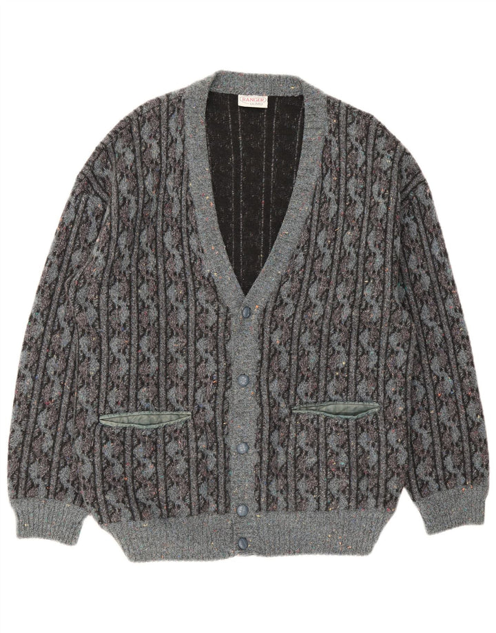 Ranger Cárdigan para hombre IT 52 Lana geométrica gris grande