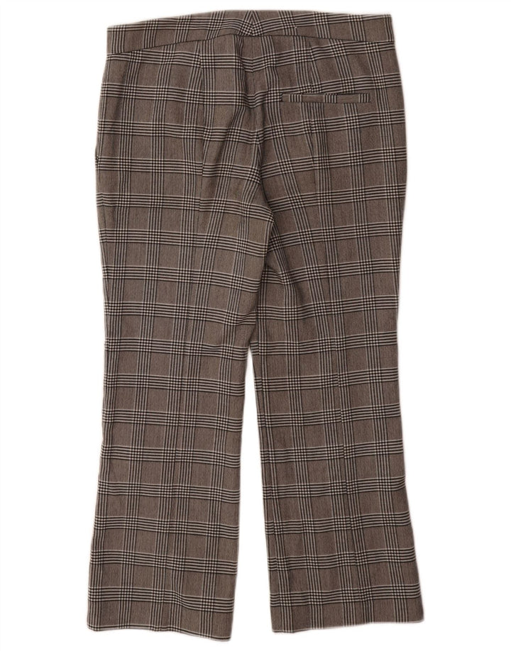 Zara Pantalón de traje recto para mujer EU 38 Small W32 L26 Poliéster a cuadros gris