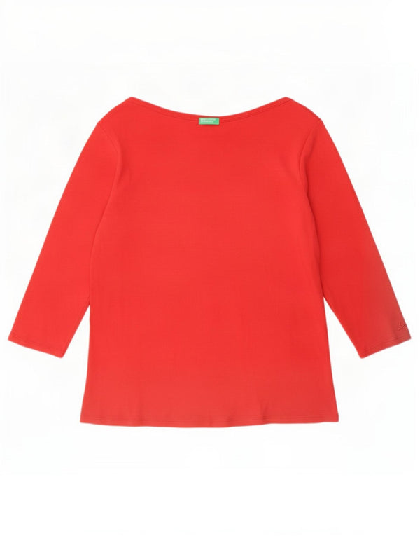 Benetton Top Mujer Manga 3/4 ES 40 XL Algodón Rojo