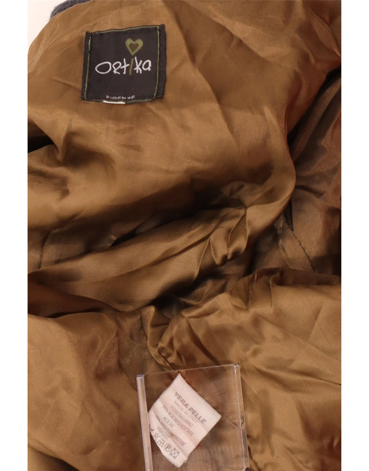 Vintage hombres cuero bomber chaqueta Reino Unido 36 pequeño cuero gris