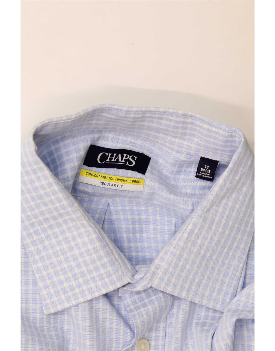 Chaps Camisa elástica de corte regular para hombre, talla 18, 2XL, algodón a cuadros azul