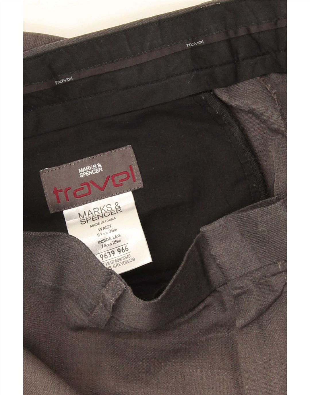 Marks & Spencer Pantalón chino recto para hombre W36 L29 Poliéster gris