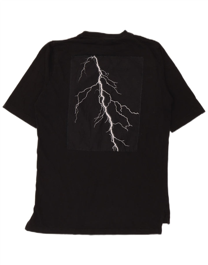 Diesel Hombre Camiseta Gráfica Top Pequeño Algodón Negro
